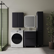 Шкаф пенал Style Line Бергамо 30 R Люкс Плюс СС-00002526 с бельевой корзиной цвет Графит антискрейтч-2