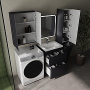 Шкаф пенал Style Line Бергамо 30 R Люкс Плюс СС-00002526 с бельевой корзиной цвет Графит антискрейтч-3
