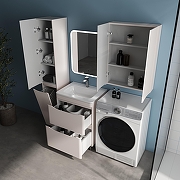 Шкаф пенал Style Line Бергамо 30 L Люкс Плюс СС-00002528 с бельевой корзиной цвет Карамель антискрейтч-3