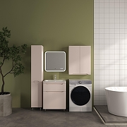 Шкаф пенал Style Line Марелла 30 L Люкс Плюс СС-00002549 с бельевой корзиной цвет Карамель антискрейтч-2