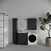 Шкаф пенал Style Line Марелла 30 L Люкс Плюс СС-00002550 с бельевой корзиной цвет Графит антискрейтч-2