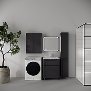 Шкаф пенал Style Line Марелла 30 R Люкс Плюс СС-00002551 с бельевой корзиной цвет Графит антискрейтч-2