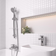 Смеситель для ванны Paini Parallel 47CR111LMKM цвет Хром-4