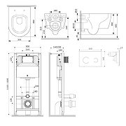 Унитаз с инсталляцией AM.PM Func Aquaspin IS450B01.8F1900MB цвет Черный матовый с сиденьем Микролифт и клавишей смыва цвет Белый-1
