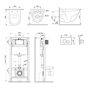 Унитаз с инсталляцией AM.PM Spirit V2.0 Aquaspin IS49038.701900 цвет Белый с сиденьем Микролифт и клавишей смыва цвет Черный матовый-1
