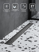 Душевой лоток BelBagno Формат (Uno) BB-LD-UNO-80-GM с решеткой цвет Оружейная сталь