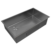 Кухонная мойка Paulmark Next-Skew 74-L Uni PM887444-L-GM цвет Вороненая сталь-1