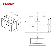 Комплект мебели для ванной Ravak Natural 50 70508076 подвесной цвет Белый глянцевый-3