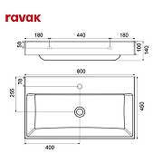 Комплект мебели для ванной Ravak Natural 80 70508078 подвесной цвет Белый глянцевый-3