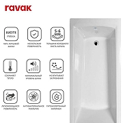 Акриловая ванна Ravak Domino Plus Set 160х70 70508027 цвет Белый с ножками, со сливом-переливом-2