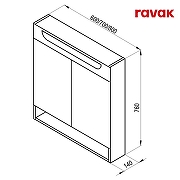 Комплект мебели для ванной Ravak Classic II 80 70508057 подвесной цвет Белый глянцевый-6