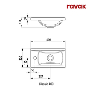 Тумба с раковиной Ravak Classic II 40 L 70508061 подвесная цвет Белый глянцевый-6