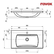 Тумба с раковиной Ravak Classic II 80 70508065 подвесная цвет Белый глянцевый-10