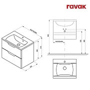 Тумба с раковиной Ravak Classic II 70 70508068 подвесная цвет Белый глянцевый-9
