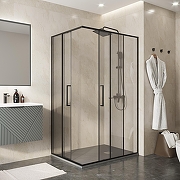 Душевой уголок Niagara Nova 100х80 NG-6836-1080BL профиль Черный матовый стекло прозрачное-2