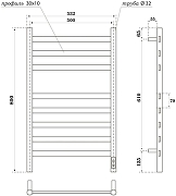 Электрический полотенцесушитель Aquanet Ponte 80х50 383658 цвет Черный матовый-2