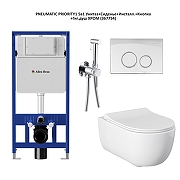 Унитаз с инсталляцией Allen Brau Priority 301296+301297+306274+306276+296357 цвет Белый с сиденьем Микролифт, с клавишей смыва цвет Хром и гигиеническим душем