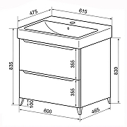 Тумба с раковиной Azario Лотос 60 CS00106598 цвет Белый глянцевый-4