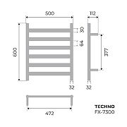 Электрический полотенцесушитель Fixsen Techno 600x500 FX-7300 цвет Хром-6