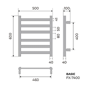 Электрический полотенцесушитель Fixsen Basic 600x500 FX-7400F цвет Графит-7