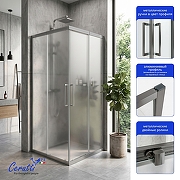 Душевой уголок Ceruttispa Adelina 100х100 ADELINA GG-90-100 профиль Серый матовый стекло матовое-2