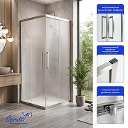 Душевой уголок Ceruttispa Adelina 100х100 ADELINA С-90-100 профиль Хром матовый стекло матовое-2
