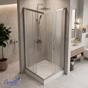 Душевой уголок Ceruttispa Adelina 100х100 ADELINA С-90-100 профиль Хром матовый стекло матовое-4