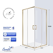 Душевой уголок Ceruttispa Adige 90х90 ADIGE90G профиль Золото матовое стекло прозрачное-1
