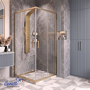 Душевой уголок Ceruttispa Adige 90х90 ADIGE90G профиль Золото матовое стекло прозрачное-3