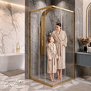 Душевой уголок Ceruttispa Adige 90х90 ADIGE90G профиль Золото матовое стекло прозрачное-5