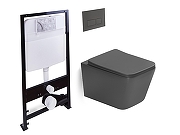 Унитаз с инсталляцией SantiLine SL-5007T-DG+SL-01/DG цвет Темно-серый матовый с сиденьем Микролифт и клавишей смыва цвет Темно-серый матовый