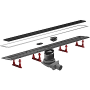 Душевой лоток Pestan Confluo Premium Line 950 Black Glass 13000351 с двухсторонней решеткой Хром матовый Черный глянецевый-2