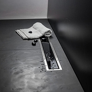 Душевой лоток Pestan Confluo Premium Line 950 Black Glass 13000351 с двухсторонней решеткой Хром матовый Черный глянецевый-7