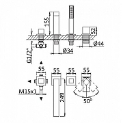Смеситель на борт ванны Cezares PORTA-BVDM4-NOP Черный матовый-1