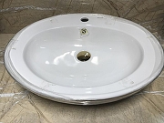 Раковина накладная CeramaLux 60 2150G Белая Золото-1