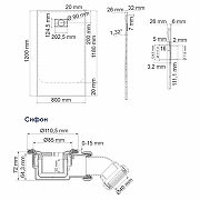 Душевой поддон из стеклопластика WasserKRAFT Elbe 120x80 74T06 Черный матовый-2