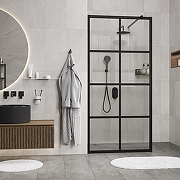 Душевая перегородка WasserKRAFT Glan 100 66W44 профиль Черный матовый стекло прозрачное-2