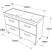 Тумба под раковину Vigo Hilton 2-125 Белая-3
