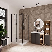 Душевой уголок Niagara Nova 90х90 NG-6813-08 BLACK профиль Черный стекло прозрачное-1