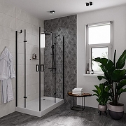 Душевой уголок Niagara Nova 120х90 NG-6818-08 BLACK профиль Черный стекло прозрачное-1