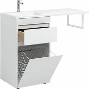 Тумба с раковиной Aquanet Токио 110 L 239298 с бельевой корзиной Белая-2