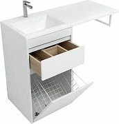 Тумба с раковиной Aquanet Токио 110 L 239298 с бельевой корзиной Белая-8