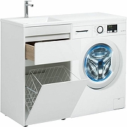Тумба с раковиной Aquanet Токио 110 L 239298 с бельевой корзиной Белая-10