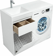 Тумба с раковиной Aquanet Токио 110 L 239298 с бельевой корзиной Белая-14