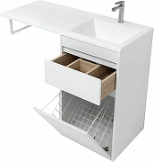 Тумба с раковиной Aquanet Токио 110 R 239299 с бельевой корзиной Белая-8