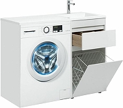 Тумба с раковиной Aquanet Токио 110 R 239299 с бельевой корзиной Белая-10
