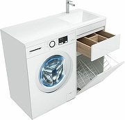 Тумба с раковиной Aquanet Токио 110 R 239299 с бельевой корзиной Белая-12