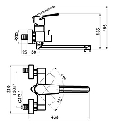 Смеситель для ванны Azario Treya AZ-15681721 Хром-1