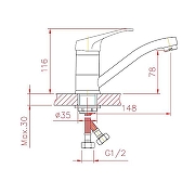 Смеситель для кухни Cron CN4513-2 Хром-1