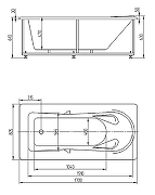 Акриловая ванна Aquatek Леда 170х80 LED170-0000052 без гидромассажа с фронтальной панелью с каркасом (разборный) со слив-переливом (справа)-3